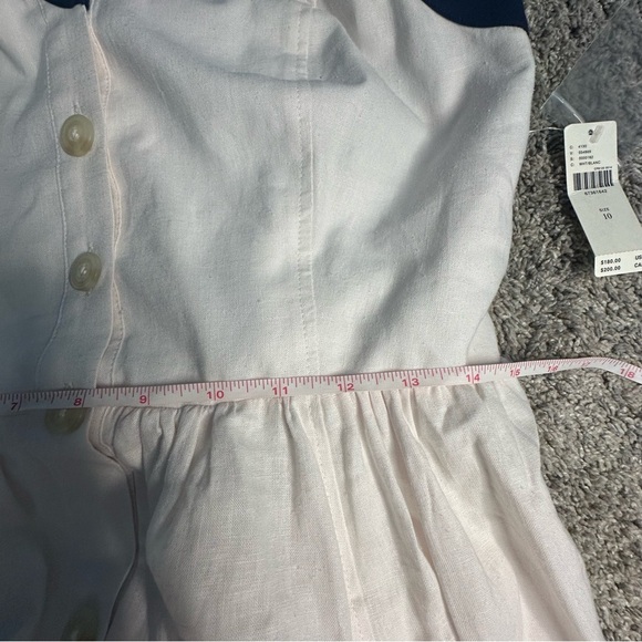 Anthropologie Maeve Strappy Button-Front Midi Dress 10 linen nautical white - Picture 13 of 16